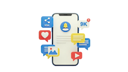 Social Media Engagement Icons and Smartphone