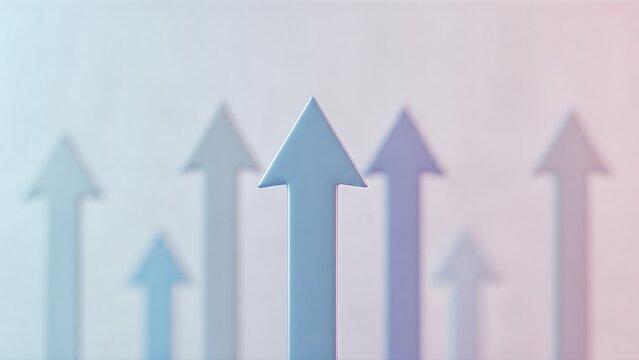 Visual representation of ascending arrows, symbolizing strong business growth, consistent progress, and future market trends