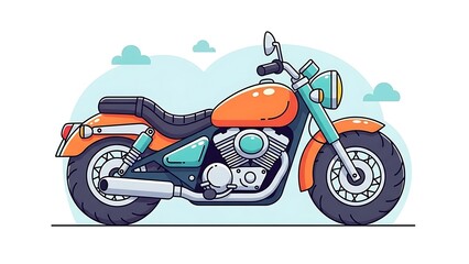 Obraz premium Vintage Orange Motorcycle Illustration Side View.