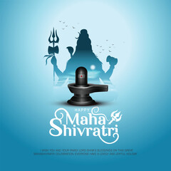 happy maha Shivratri with shiv ling, a Hindu festival celebrated of lord shiva night, english calligraphy. abstract vector illustration design © Arun