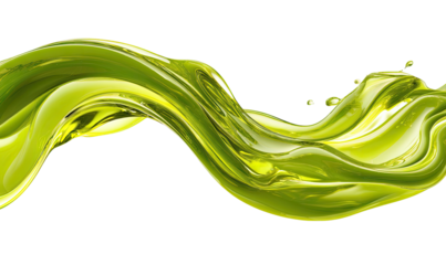 Flowing wave of olive green liquid against black background