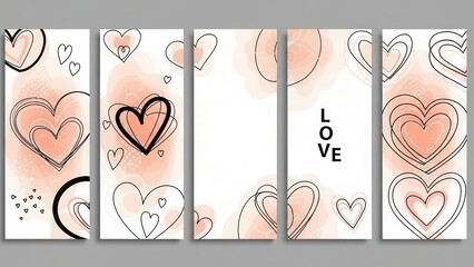 Fivepanel heart pattern with love text