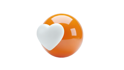 Orange Sphere with White Heart