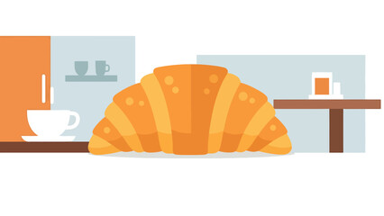 Freshly Baked Croissant and Coffee Setting Minimalist Breakfast Scene