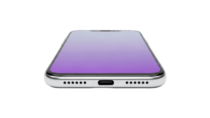 Silver Smartphone with Purple Screen