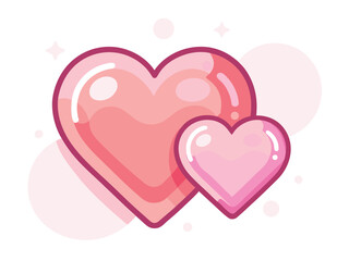 Cute Overlapping Pink Hearts Illustration