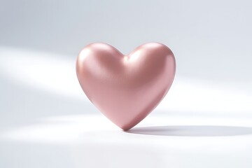 Obraz premium A softly illuminated blush pink heart shape rests on a smooth light gray surface highlighted by subtle shadows high quality professional