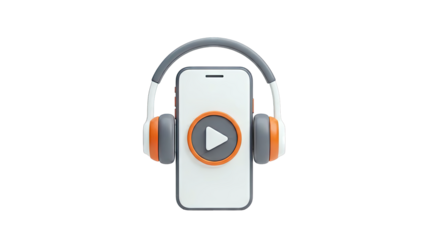 Smartphone with Headphones and Play Button