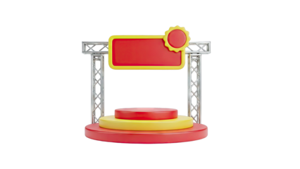 Stage Podium with Truss and Red Sign