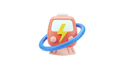 Stylized Electric Train Icon with Lightning Bolt