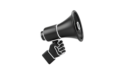 Stylized Hand Holding Black Megaphone