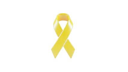 Yellow awareness ribbon on a plain background