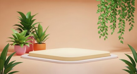 Tropical plant display podiums for product photography and decor