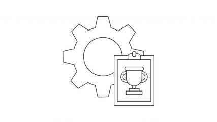 Gear and Trophy Icon Animation - Achievement and Progress.