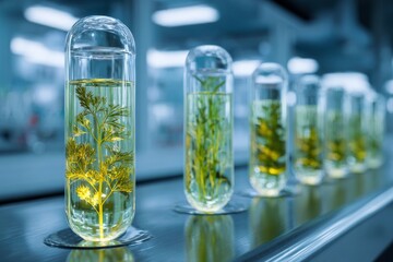 Laboratory Research with Plant-Based Capsules, Scientific Study of Natural Ingredients and Biotechnology in Modern Facility Setting