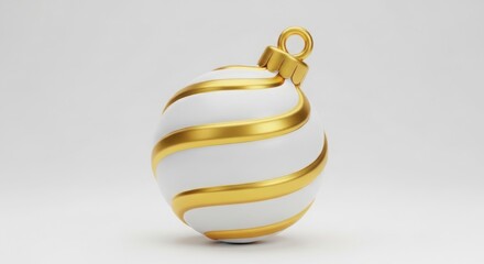 Elegant white ornament with swirling gold ribbon detail
