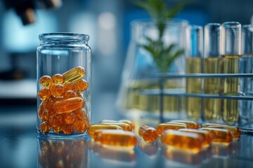 Laboratory Research with Plant-Based Capsules, Scientific Study of Natural Ingredients and Biotechnology in Modern Facility Setting