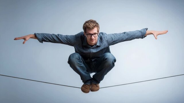 A man balancing on a tightrope, showcasing skill and focus