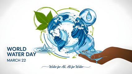 Hand holding water globe on world water day