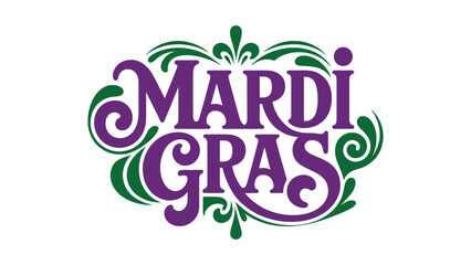 Plakat Mardi Gras festive typography logo design with decorative lettering celebrating carnival tradition, parade party culture and seasonal holiday celebration vector illustration