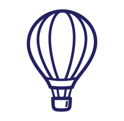 Obraz premium Simple dark blue outline illustration of a hot air balloon against a white background