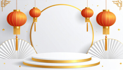 Corporate style Chinese New Year banner with firefly, minimal layout, and white background