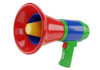 Colorful megaphone isolated on transparent background
