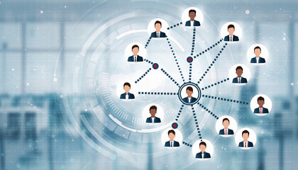 Business Network Connection and Team Management Concept