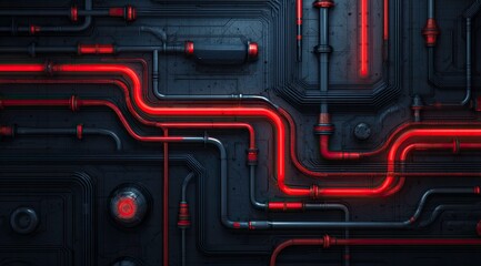 Industrial pipes and tubes with orange and black colors