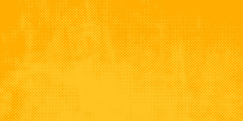 Yellow halftone pattern. Retro comic gradient background. Bright orange pixelated dotted texture overlay. Cartoon pop art faded gradient pattern. Vector backdrop for poster, banner, advertisement
