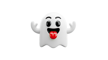Playful 3D Ghost Emoji with Tongue Sticking Out