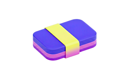 Stack of colorful, rounded rectangles with a yellow band