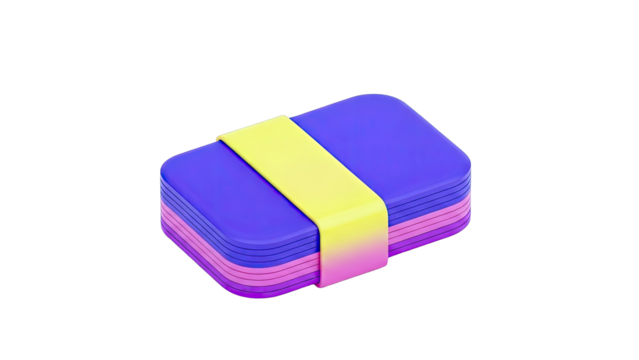 Stack of colorful, rounded rectangles with a yellow band - Powered by Adobe