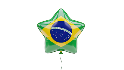 Star-shaped balloon with Brazilian flag design