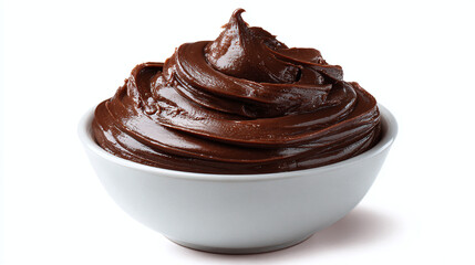 A rich and decadent swirl of chocolate pudding in a white bowl