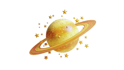 Stylized Saturn with Golden Stars