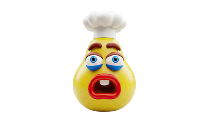 Surprised Pear Character Wearing Chef Hat