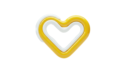 Two interlocked, glossy heart shapes in yellow and white