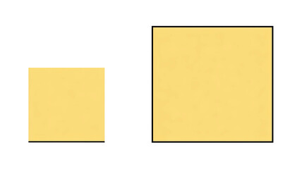 Two squares, one small outlined, one larger, set against a black background