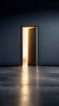 Open door with light emerging illuminated doorway suggesting opportunity warmth and new beginnings a welcoming entrance