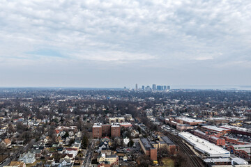 Clear sky panorama over Mount Vernon New York with cloud patterns and winter daylight, image 45