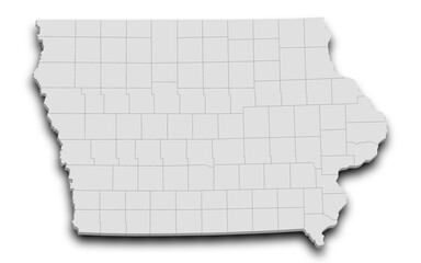 Iowa map. 3d Map of Iowa state with color. United State of America, US, United State