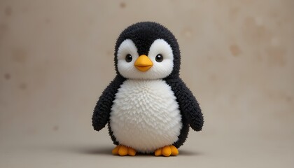 Fototapeta premium Cute stuffed penguin toy with smooth texture, isolated studio shot