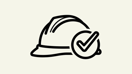 Fototapeta premium Safety first concept with hard hat and checkmark