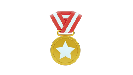 Gold Medal with Red and White Ribbon and Star