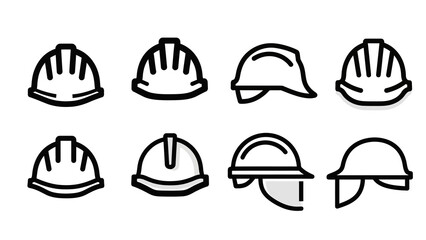 Fototapeta premium Collection of modern safety helmets in various styles