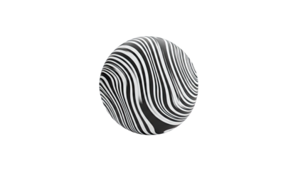 Wavy Black and White Striped Sphere