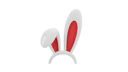 White Bunny Ears Headband with Red Interior