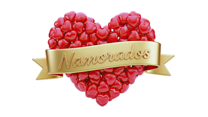 Heart of Red Hearts with "Namorados" Golden Ribbon