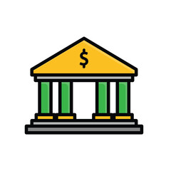 bank icon. symbol of a building that stores money. economy, business, accounting. isometric design style